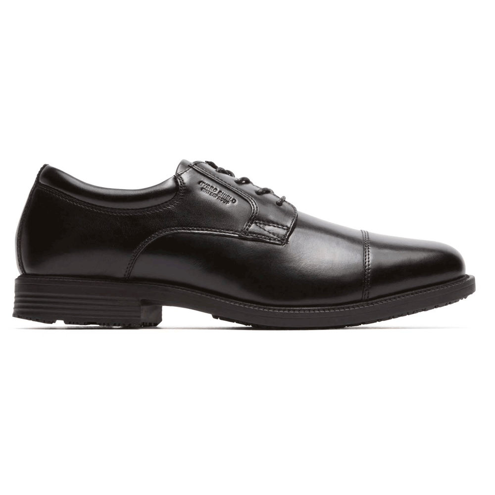 Sapatos Sociais Rockport Homem Pretas - Essential Details Waterproof Cap Toe - 43186SJUN